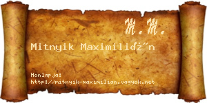 Mitnyik Maximilián névjegykártya